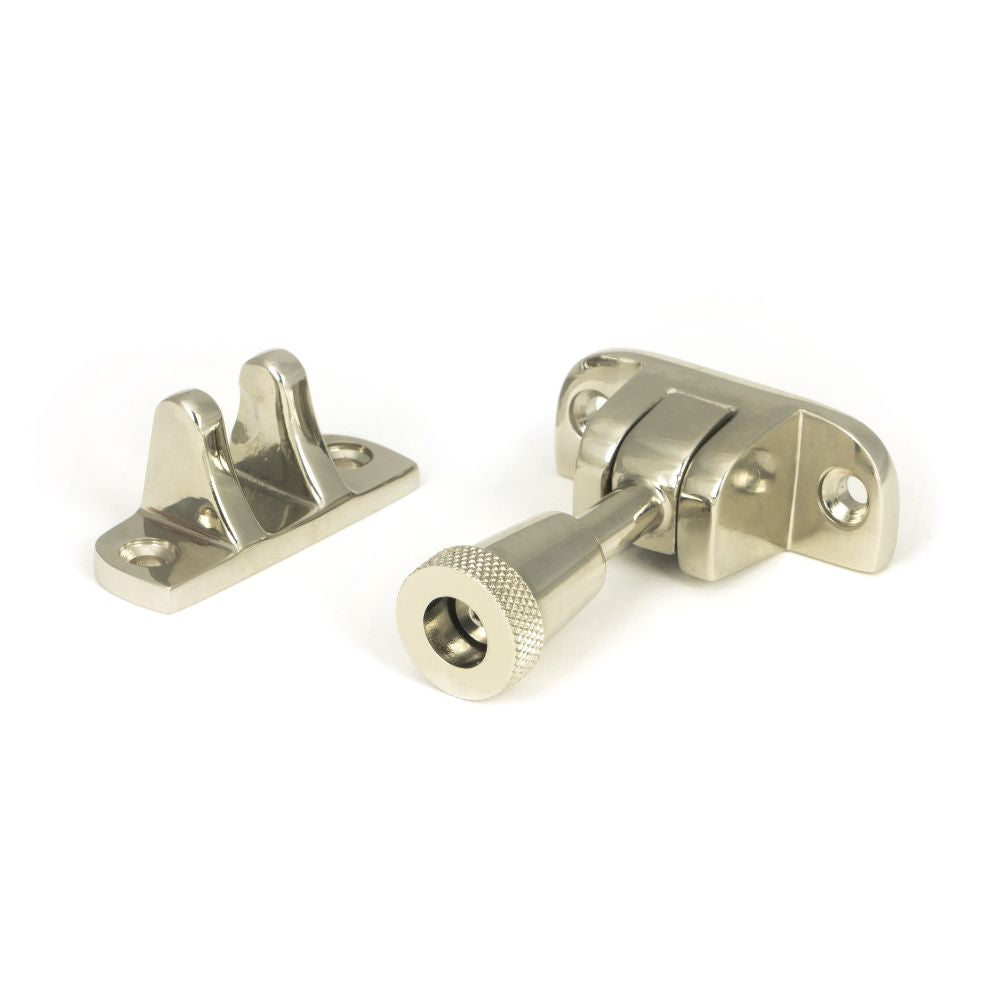 This is an image showing From The Anvil - Polished Nickel Brompton Brighton Fastener (Radiused) available from T.H Wiggans Architectural Ironmongery in Kendal, quick delivery and discounted prices