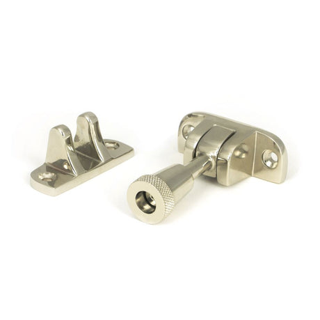 This is an image showing From The Anvil - Polished Nickel Brompton Brighton Fastener (Radiused) available from T.H Wiggans Architectural Ironmongery in Kendal, quick delivery and discounted prices