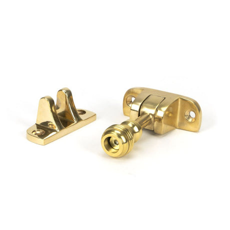 This is an image showing From The Anvil - Polished Brass Prestbury Brighton Fastener (Radiused) available from T.H Wiggans Architectural Ironmongery in Kendal, quick delivery and discounted prices