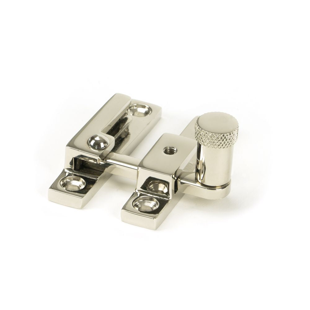 This is an image showing From The Anvil - Polished Nickel Brompton Quadrant Fastener - Narrow available from T.H Wiggans Architectural Ironmongery in Kendal, quick delivery and discounted prices