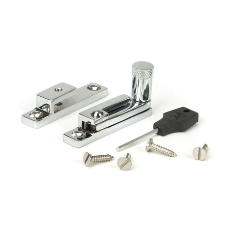 This is an image showing From The Anvil - Polished Chrome Brompton Quadrant Fastener - Narrow available from T.H Wiggans Architectural Ironmongery in Kendal, quick delivery and discounted prices