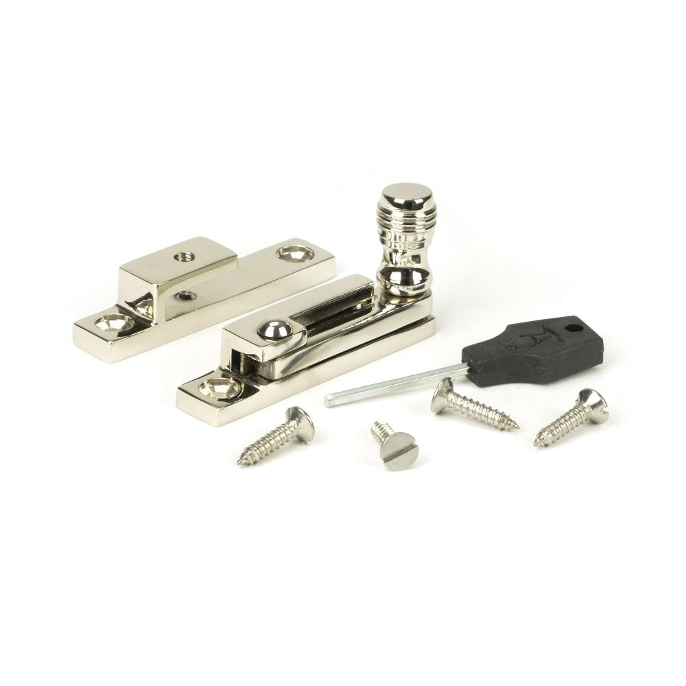 This is an image showing From The Anvil - Polished Nickel Prestbury Quadrant Fastener - Narrow available from T.H Wiggans Architectural Ironmongery in Kendal, quick delivery and discounted prices