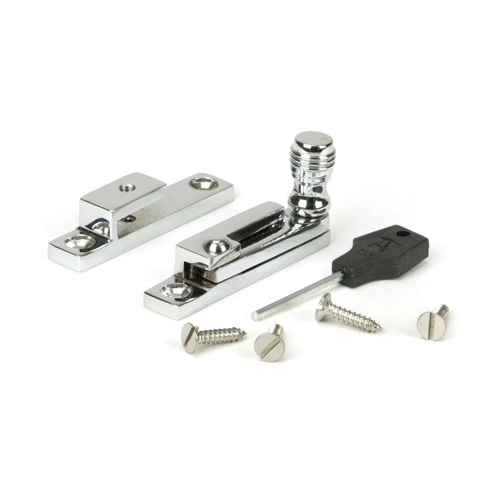 This is an image showing From The Anvil - Polished Chrome Prestbury Quadrant Fastener - Narrow available from T.H Wiggans Architectural Ironmongery in Kendal, quick delivery and discounted prices