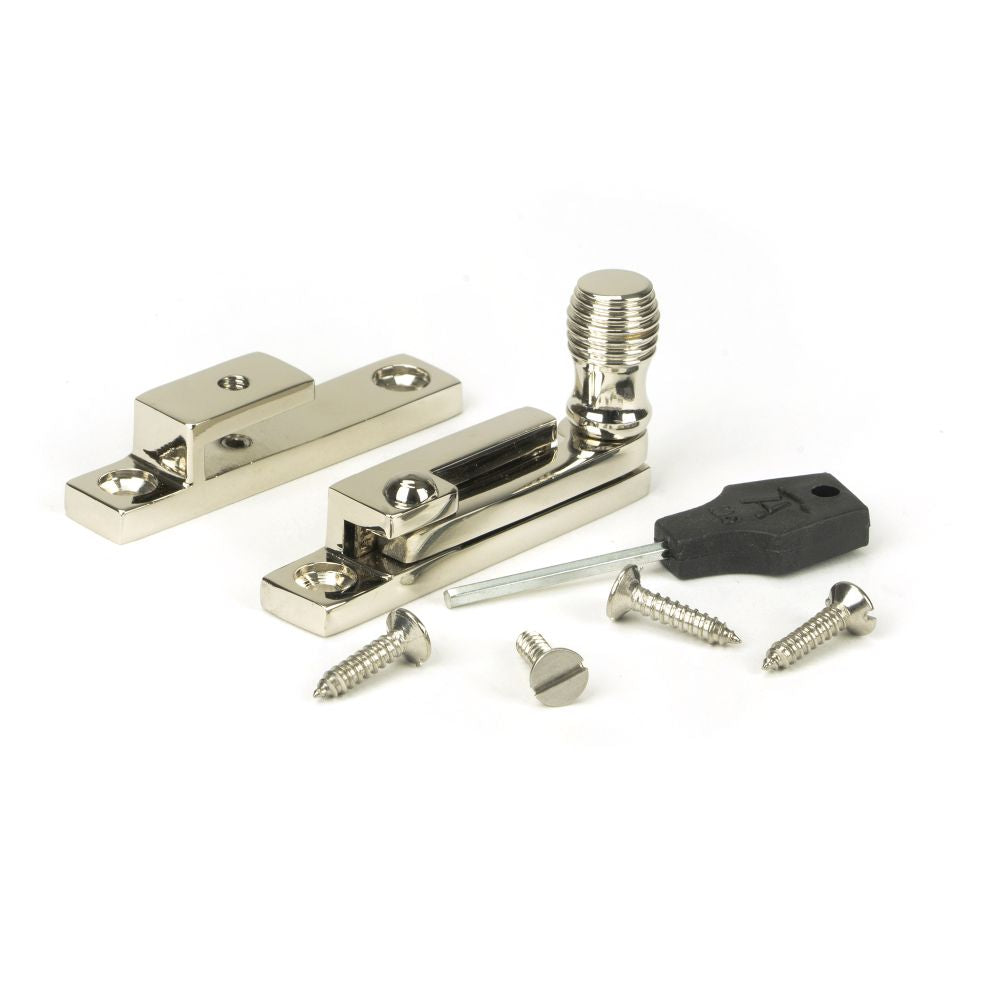 This is an image showing From The Anvil - Polished Nickel Beehive Quadrant Fastener - Narrow available from T.H Wiggans Architectural Ironmongery in Kendal, quick delivery and discounted prices