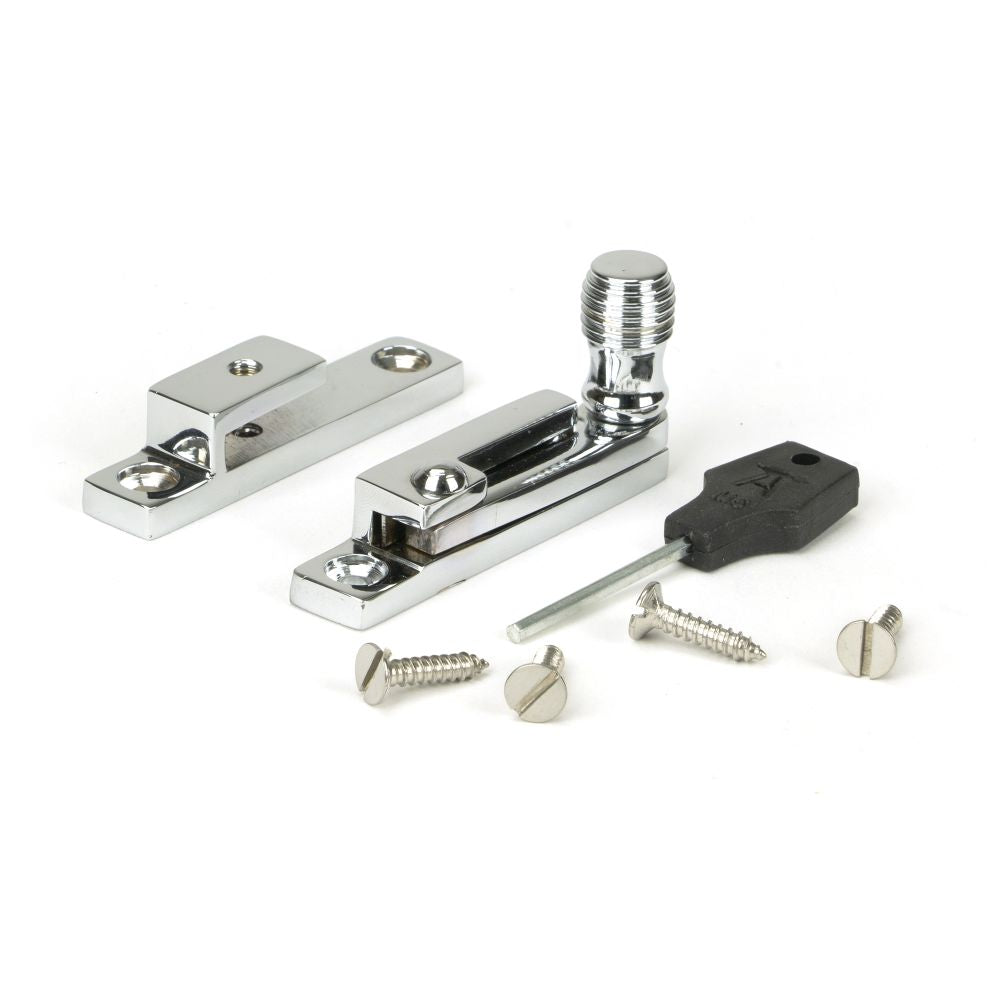 This is an image showing From The Anvil - Polished Chrome Beehive Quadrant Fastener - Narrow available from T.H Wiggans Architectural Ironmongery in Kendal, quick delivery and discounted prices