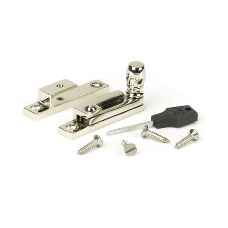 This is an image showing From The Anvil - Polished Nickel Mushroom Quadrant Fastener - Narrow available from T.H Wiggans Architectural Ironmongery in Kendal, quick delivery and discounted prices