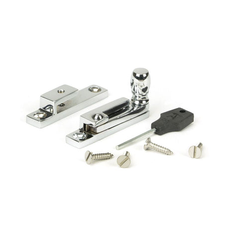 This is an image showing From The Anvil - Polished Chrome Mushroom Quadrant Fastener - Narrow available from T.H Wiggans Architectural Ironmongery in Kendal, quick delivery and discounted prices