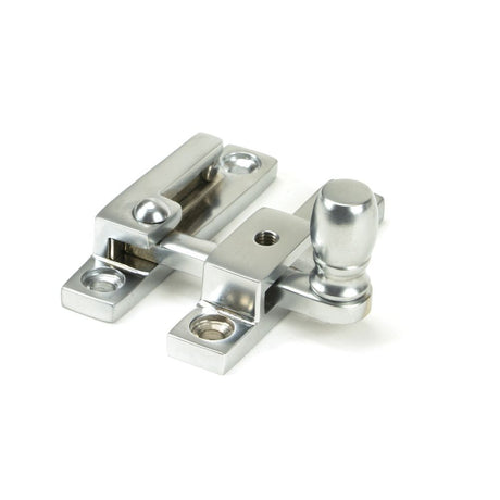 This is an image showing From The Anvil - Satin Chrome Mushroom Quadrant Fastener - Narrow available from T.H Wiggans Architectural Ironmongery in Kendal, quick delivery and discounted prices
