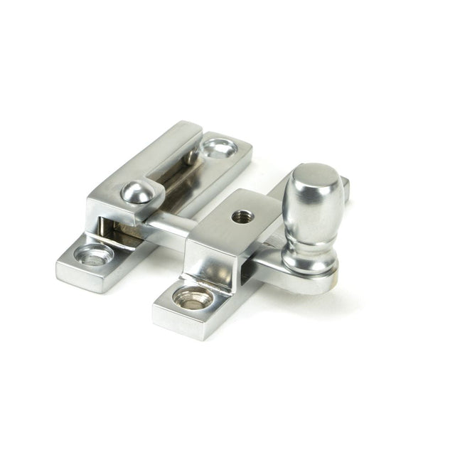 This is an image showing From The Anvil - Satin Chrome Mushroom Quadrant Fastener - Narrow available from T.H Wiggans Architectural Ironmongery in Kendal, quick delivery and discounted prices