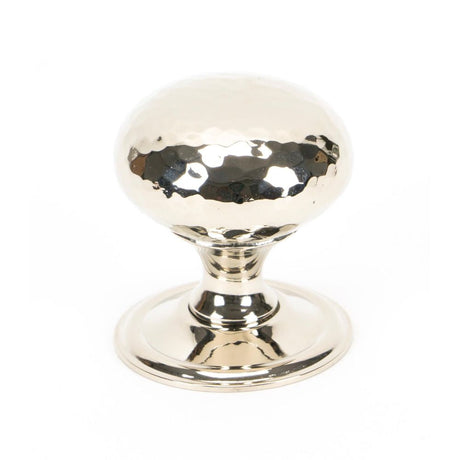This is an image showing From The Anvil - Polished Nickel Hammered Mushroom Cabinet Knob 38mm available from T.H Wiggans Architectural Ironmongery in Kendal, quick delivery and discounted prices