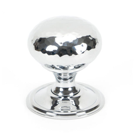This is an image showing From The Anvil - Polished Chrome Hammered Mushroom Cabinet Knob 38mm available from T.H Wiggans Architectural Ironmongery in Kendal, quick delivery and discounted prices