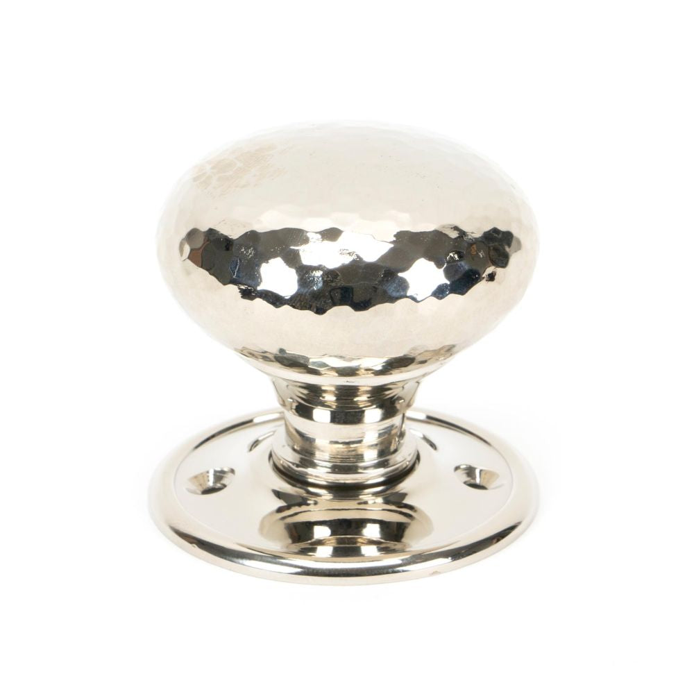 This is an image of From The Anvil - Polished Nickel Hammered Mushroom Mortice/Rim Knob Set available to order from T.H Wiggans Architectural Ironmongery in Kendal, quick delivery and discounted prices.