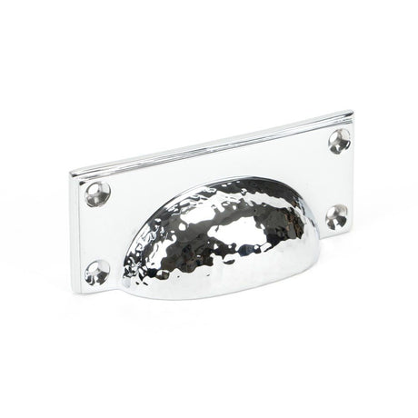 This is an image showing From The Anvil - Polished Chrome Hammered Art Deco Drawer Pull available from T.H Wiggans Architectural Ironmongery in Kendal, quick delivery and discounted prices