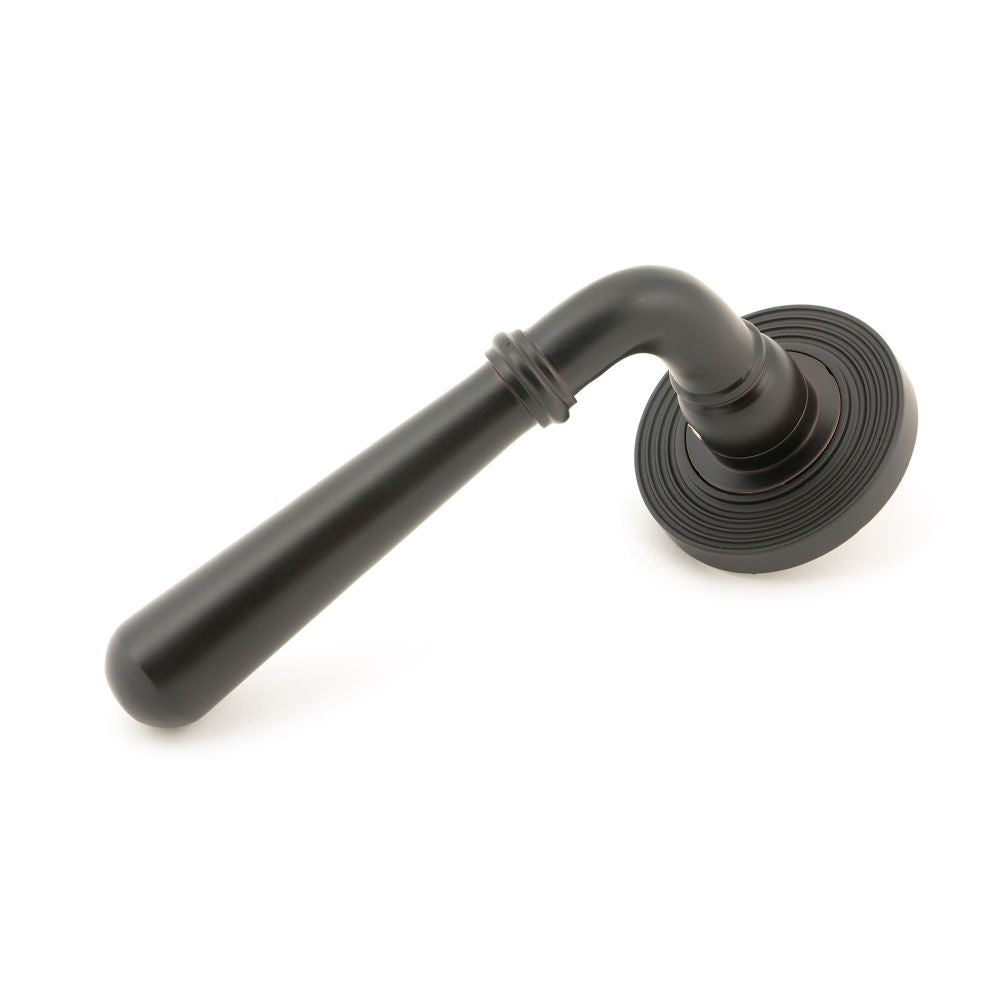 This is an image of From The Anvil - Aged Bronze Newbury Lever on Rose Set (Beehive) available to order from T.H Wiggans Architectural Ironmongery in Kendal, quick delivery and discounted prices.