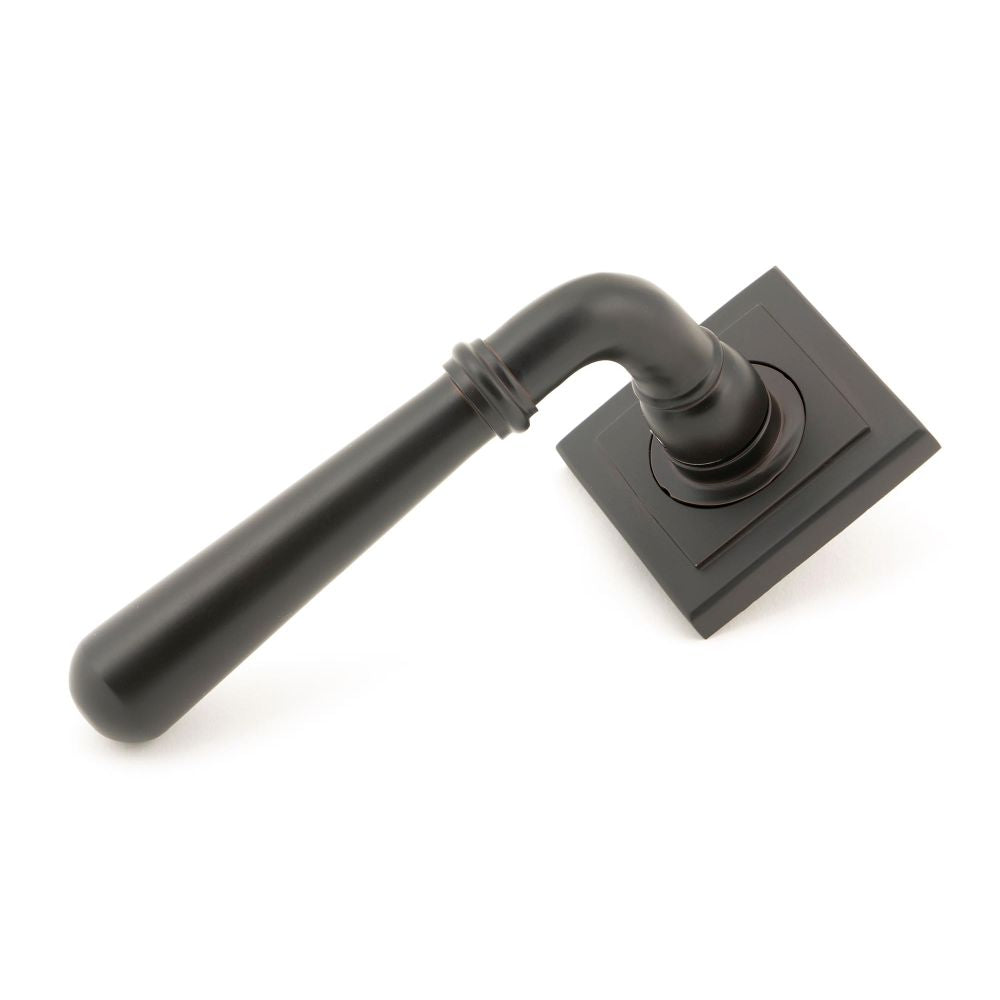 This is an image of From The Anvil - Aged Bronze Newbury Lever on Rose Set (Square) available to order from T.H Wiggans Architectural Ironmongery in Kendal, quick delivery and discounted prices.