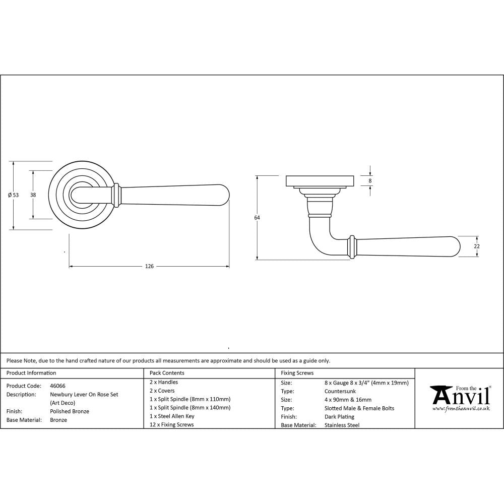 This is an image showing From The Anvil - Polished Bronze Newbury Lever on Rose Set (Art Deco) available from trade door handles, quick delivery and discounted prices