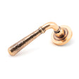 This is an image of From The Anvil - Polished Bronze Hammered Newbury Lever on Rose Set (Plain) available to order from T.H Wiggans Architectural Ironmongery in Kendal, quick delivery and discounted prices.