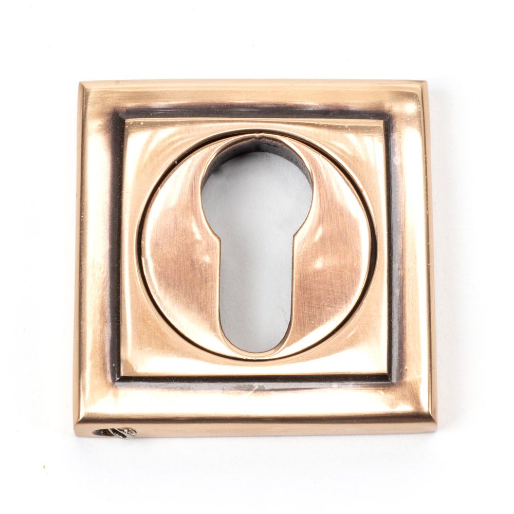 This is an image of From The Anvil - Polished Bronze Round Euro Escutcheon (Square) available to order from T.H Wiggans Architectural Ironmongery in Kendal, quick delivery and discounted prices.