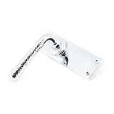 This is an image showing From The Anvil - Polished Chrome Hammered Newbury Lever Latch Set available from trade door handles, quick delivery and discounted prices