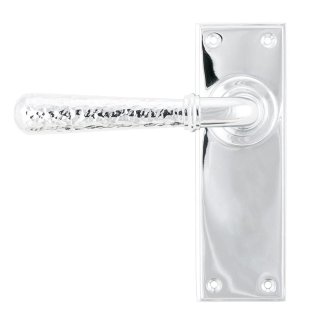 This is an image of From The Anvil - Polished Chrome Hammered Newbury Lever Latch Set available to order from T.H Wiggans Architectural Ironmongery in Kendal, quick delivery and discounted prices.