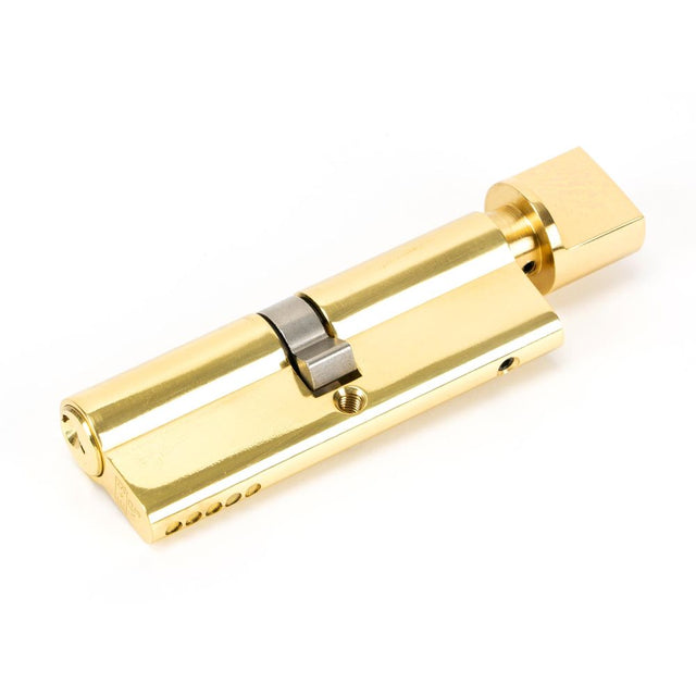 This is an image showing From The Anvil - Lacquered Brass 45/45 5pin Euro Cylinder/Thumbturn available from T.H Wiggans Architectural Ironmongery in Kendal, quick delivery and discounted prices