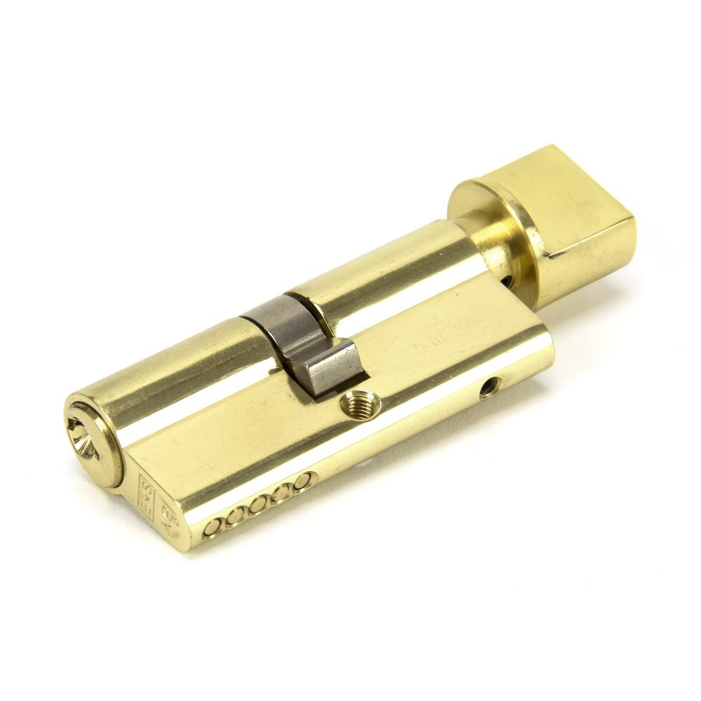 This is an image showing From The Anvil - Lacquered Brass 35/35 5pin Euro Cylinder/Thumbturn KA available from T.H Wiggans Architectural Ironmongery in Kendal, quick delivery and discounted prices