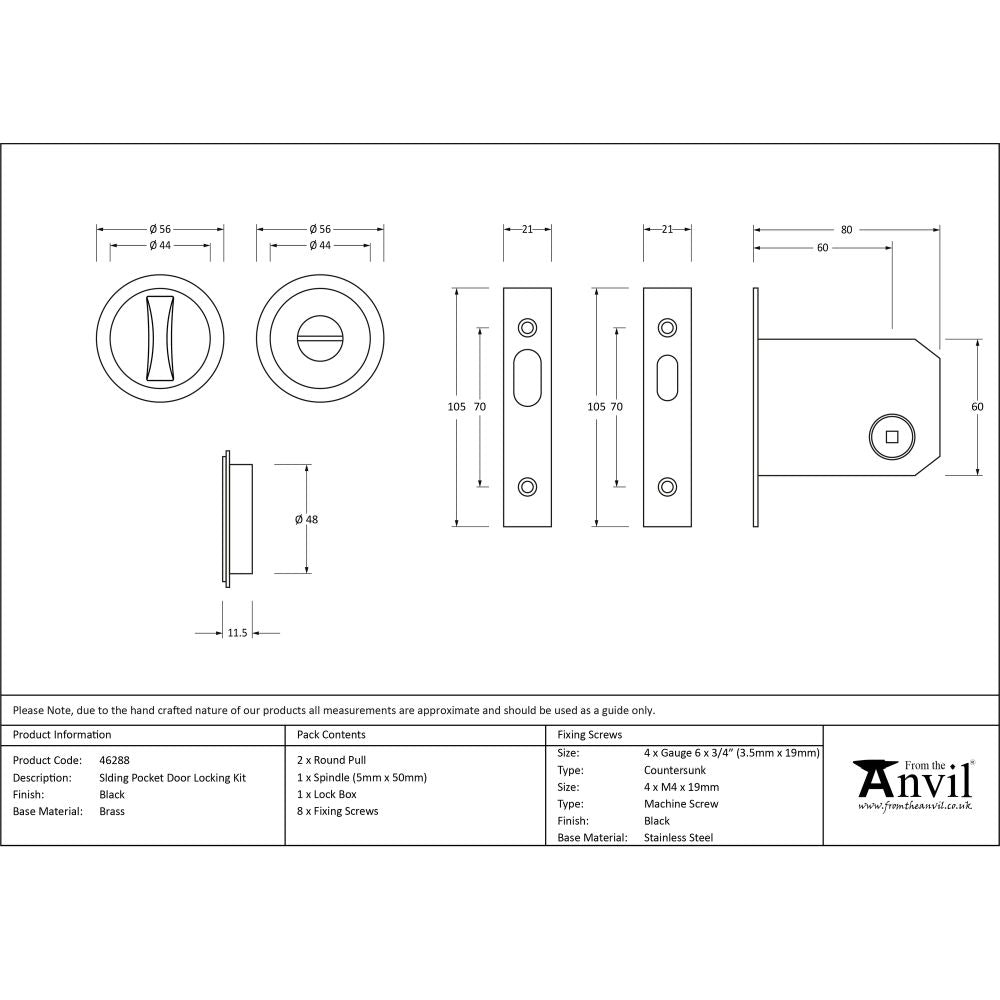 This is an image showing From The Anvil - Black Sliding/Pocket Door Locking Kit available from trade door handles, quick delivery and discounted prices