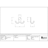 This is an image showing From The Anvil - Aged Brass Celtic Double Robe Hook available from trade door handles, quick delivery and discounted prices