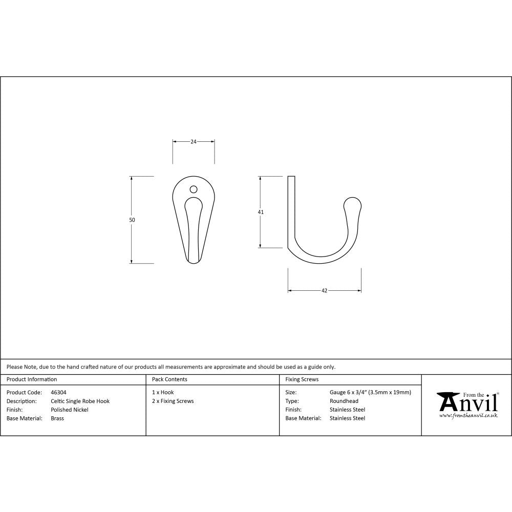 This is an image showing From The Anvil - Polished Nickel Celtic Single Robe Hook available from trade door handles, quick delivery and discounted prices