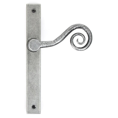 This is an image showing From The Anvil - Pewter Monkeytail Slimline Lever Espag. Latch Set - LH available from trade door handles, quick delivery and discounted prices