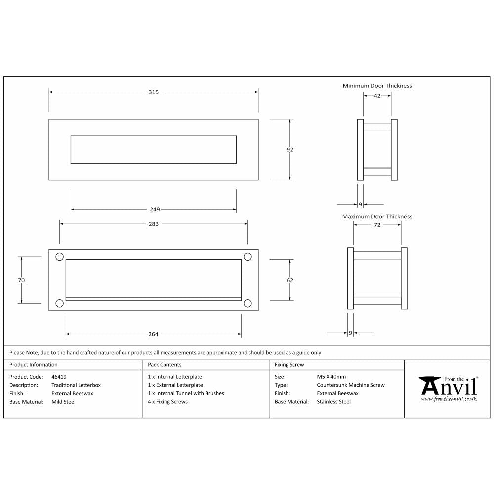 This is an image showing From The Anvil - External Beeswax Traditional Letterbox available from trade door handles, quick delivery and discounted prices