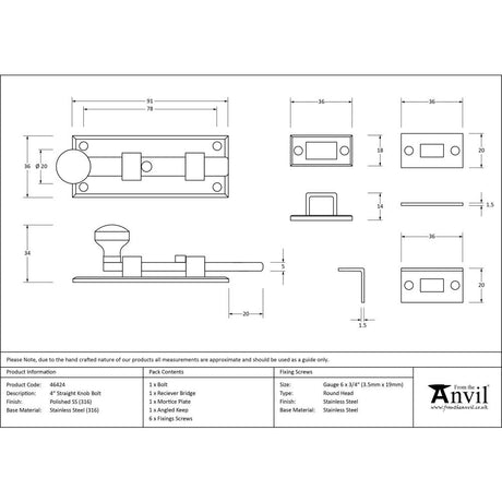 This is an image showing From The Anvil - Polished Marine SS (316) 4" Universal Bolt available from trade door handles, quick delivery and discounted prices