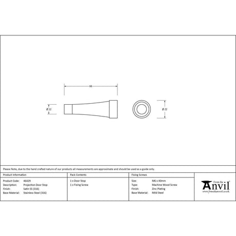 This is an image showing From The Anvil - Satin Marine SS (316) Projection Door Stop available from trade door handles, quick delivery and discounted prices