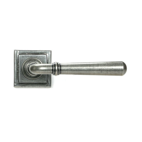 This is an image showing From The Anvil - Pewter Newbury Lever on Rose Set (Square) available from trade door handles, quick delivery and discounted prices