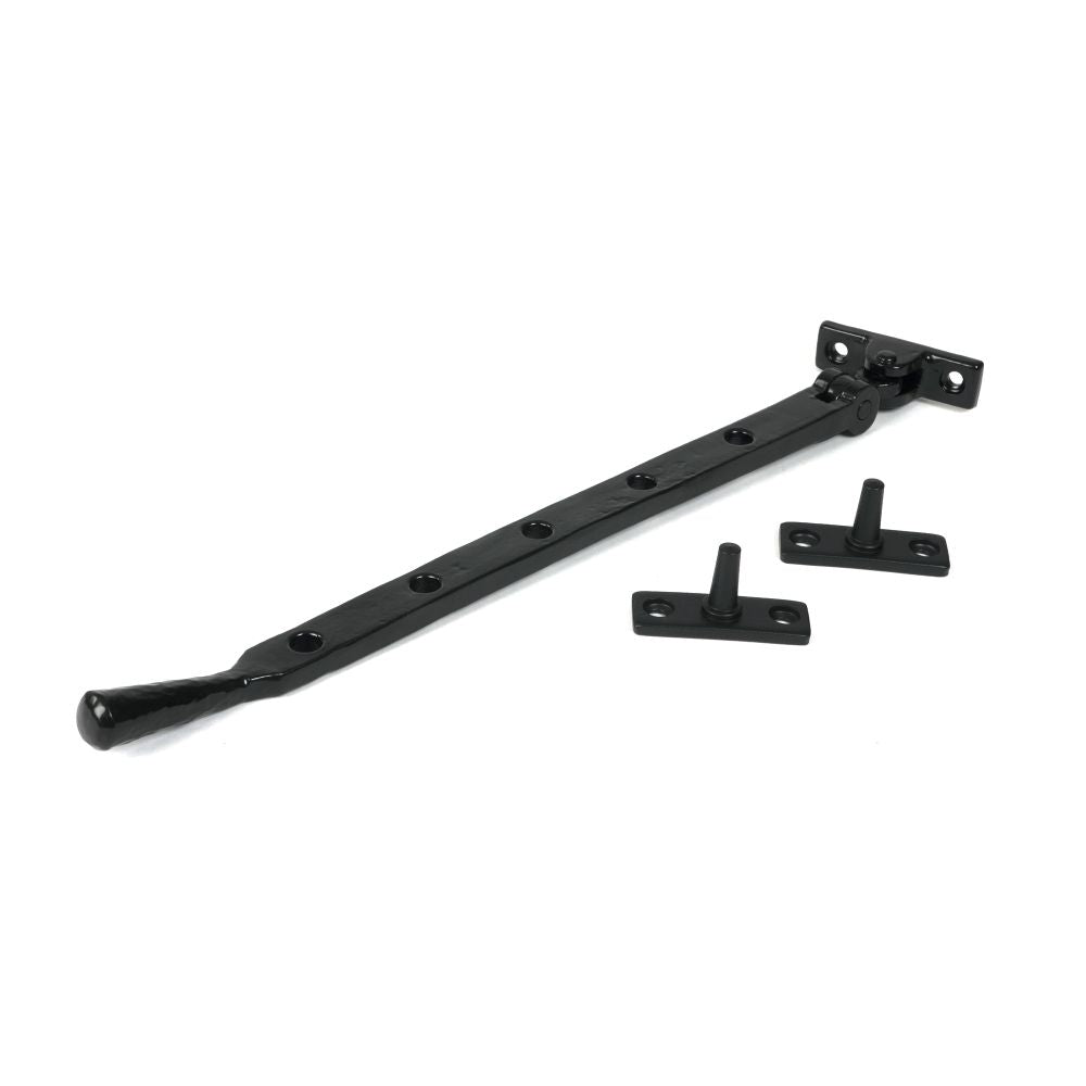 This is an image showing From The Anvil - Black 12" Hammered Newbury Stay available from T.H Wiggans Architectural Ironmongery in Kendal, quick delivery and discounted prices