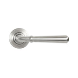 This is an image showing From The Anvil - Satin Marine SS (316) Newbury Lever on Rose Set (Plain) available from trade door handles, quick delivery and discounted prices