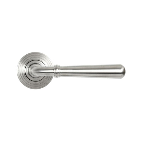 This is an image showing From The Anvil - Satin Marine SS (316) Newbury Lever on Rose Set (Beehive) available from trade door handles, quick delivery and discounted prices