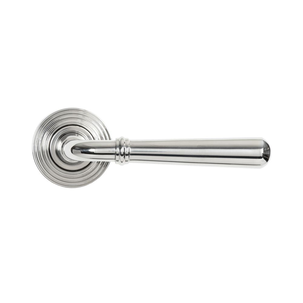 This is an image showing From The Anvil - Polished Marine SS (316) Newbury Lever on Rose Set (Beehive) available from trade door handles, quick delivery and discounted prices