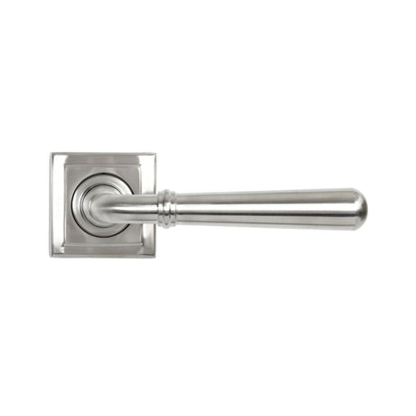 This is an image showing From The Anvil - Satin Marine SS (316) Newbury Lever on Rose Set (Square) - Unsp available from trade door handles, quick delivery and discounted prices