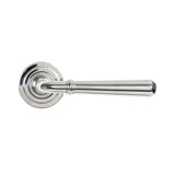 This is an image showing From The Anvil - Polished Marine SS (316) Newbury Lever on Rose Set (Art Deco) - available from trade door handles, quick delivery and discounted prices