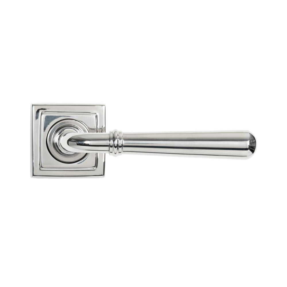 This is an image showing From The Anvil - Polished Marine SS (316) Newbury Lever on Rose Set (Square) - U available from trade door handles, quick delivery and discounted prices