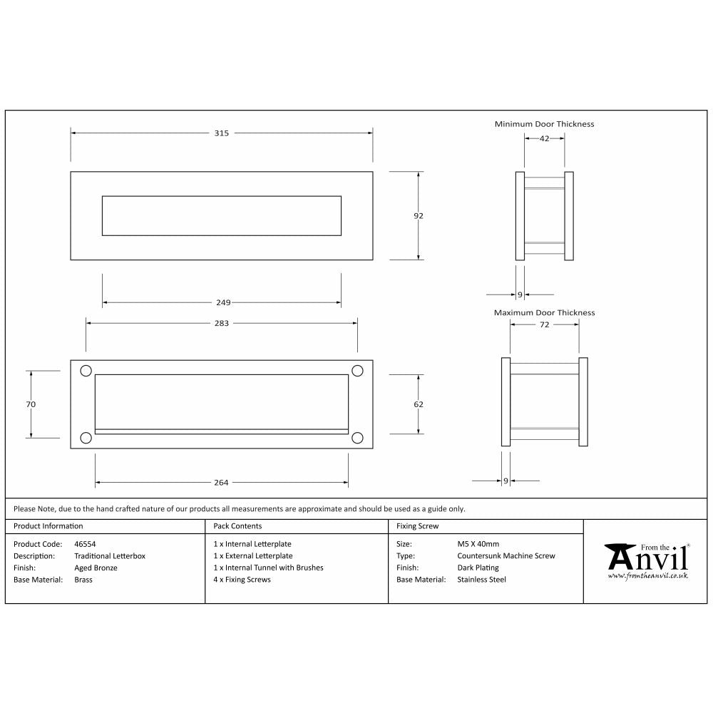 This is an image showing From The Anvil - Aged Bronze Traditional Letterbox available from trade door handles, quick delivery and discounted prices