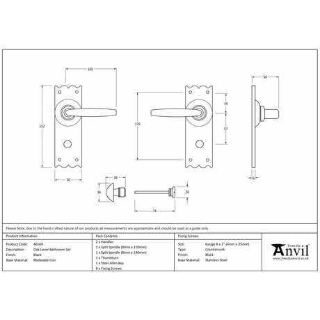 This is an image showing From The Anvil - Black Oak Lever Bathroom Set available from trade door handles, quick delivery and discounted prices