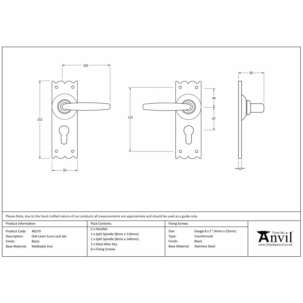 This is an image showing From The Anvil - Black Oak Lever Euro Lock Set available from trade door handles, quick delivery and discounted prices