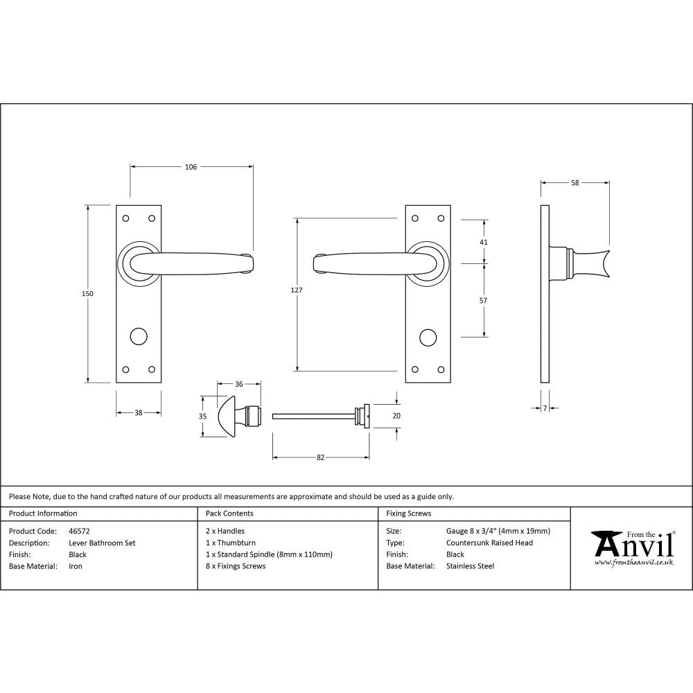 This is an image showing From The Anvil - Black Lever Bathroom Set available from trade door handles, quick delivery and discounted prices