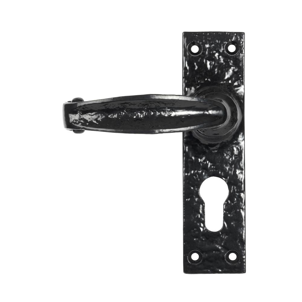 This is an image showing From The Anvil - Black Lever Euro Lock Set available from trade door handles, quick delivery and discounted prices