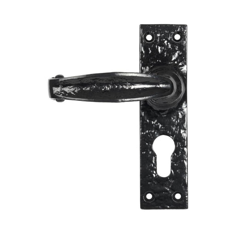 This is an image showing From The Anvil - Black Lever Euro Lock Set available from trade door handles, quick delivery and discounted prices