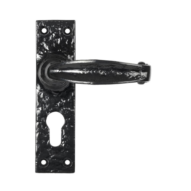This is an image of From The Anvil - Black Lever Euro Lock Set available to order from T.H Wiggans Architectural Ironmongery in Kendal, quick delivery and discounted prices.