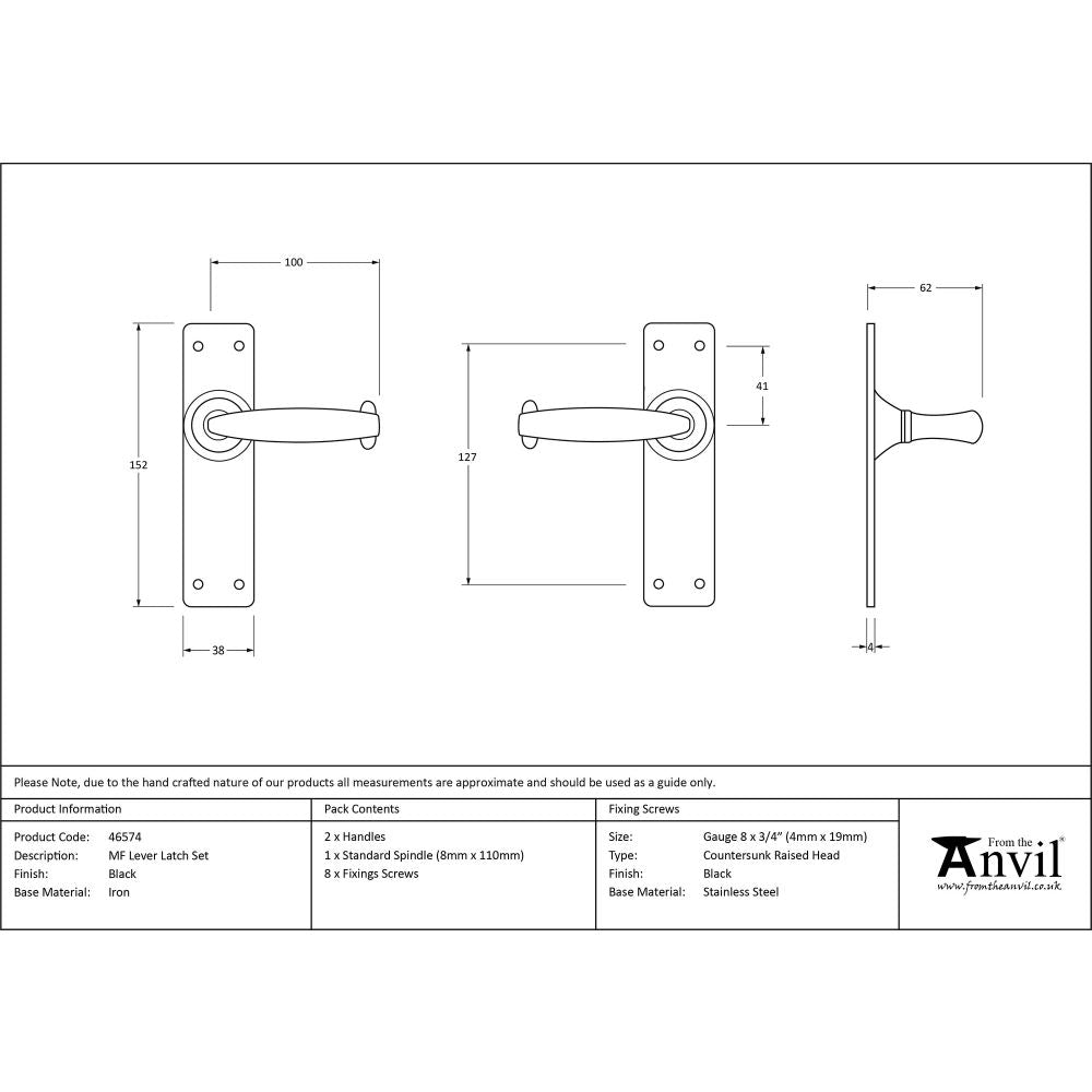 This is an image showing From The Anvil - Black MF Lever Latch Set available from trade door handles, quick delivery and discounted prices