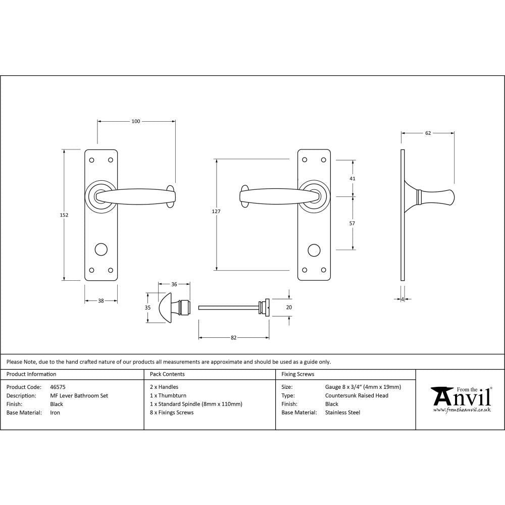 This is an image showing From The Anvil - Black MF Lever Bathroom Set available from trade door handles, quick delivery and discounted prices